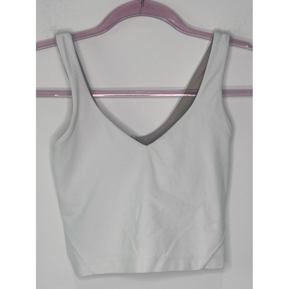 Lululemon Align V-Neck Longline White Nulu Yoga Tank Built-In Bra Size 0 - Picture 2 of 6